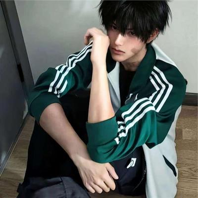 现货校服cos喻繁同款外套南城七中陈景深上衣绿色三条杠