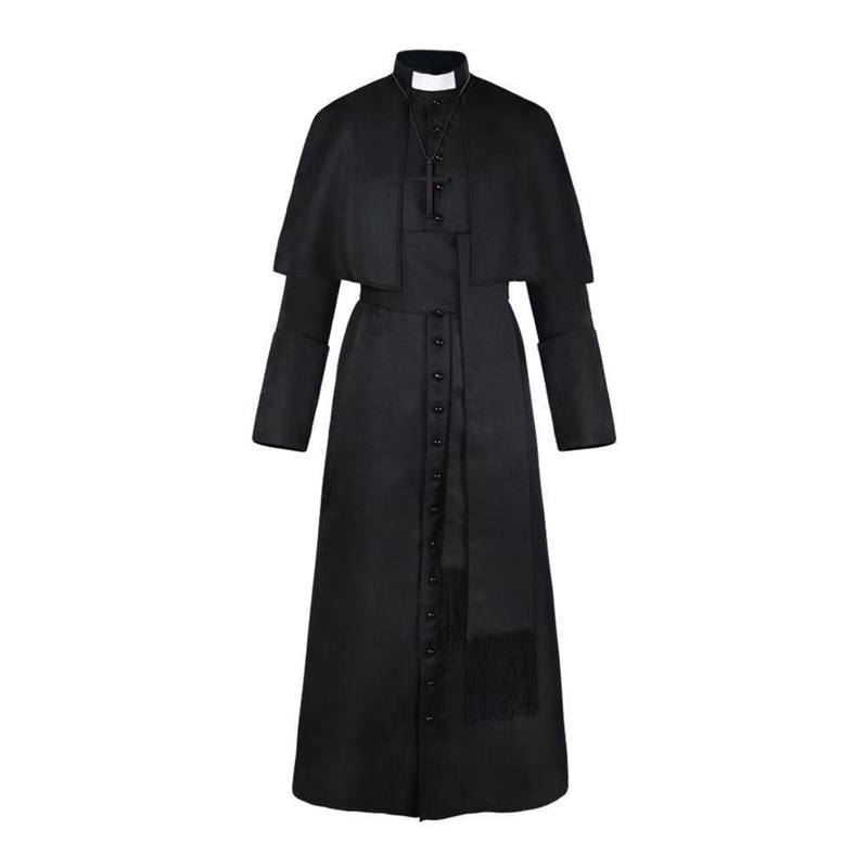纯色牧师cos服万圣节神父中世纪