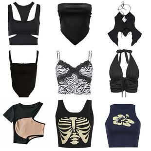 Black Corset Top Sexy Gothic Clothes Spaghetti Strap Crop