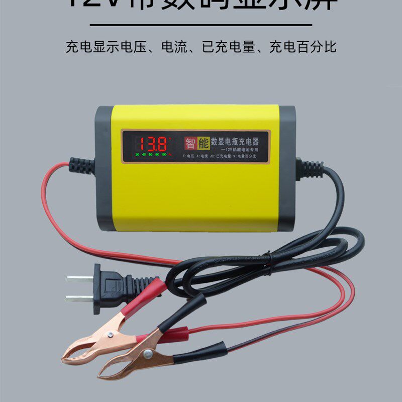 现货速发12伏踏板机车电瓶干水蓄修复冲电器12V充通用型
