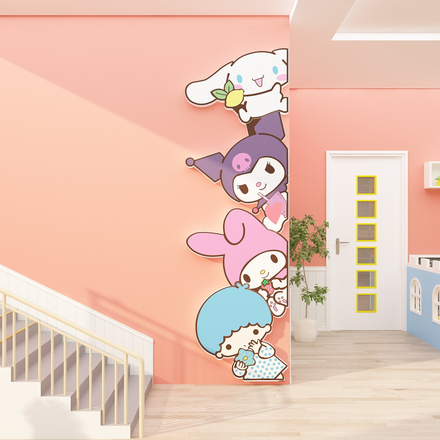 速发幼儿园墙面装饰环题主创半成品境开学场室布置材料楼梯美术教