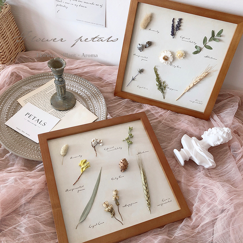速发干花植物花卉标本相框摆台复居装饰画背景墙挂画永生花成品