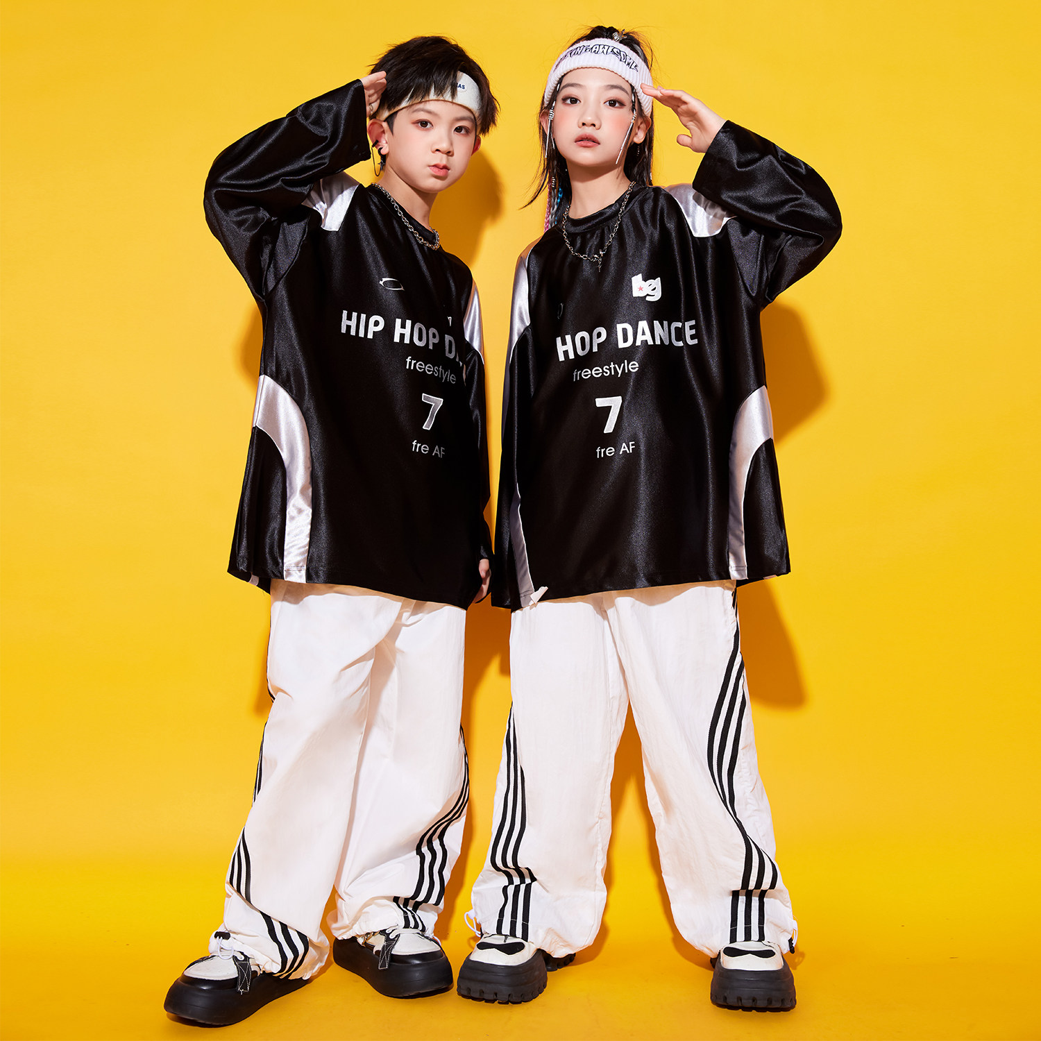 速发街舞儿童潮服出士装童服舞hiphop演爵服嘻哈风男童套装潮酷穿