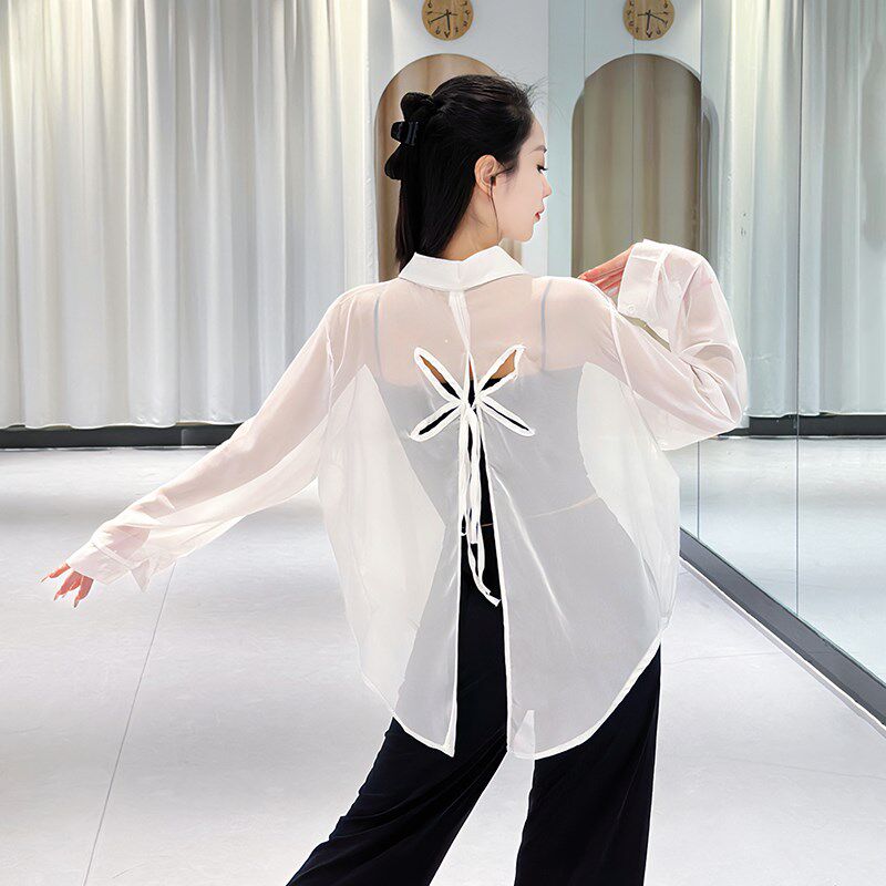 速发大码现代舞古典舞成人衬衣形体训练服中国舞爵士舞练功服表演