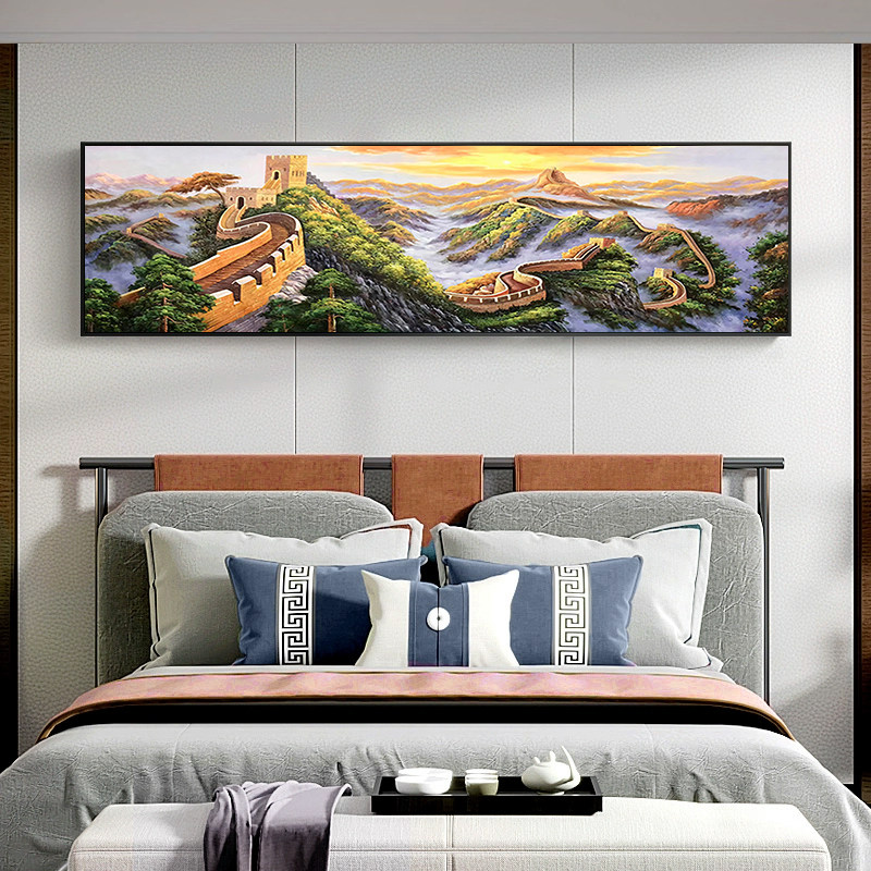 速发里靠山图办发室客画挂画字厅装饰画沙公背景墙画山水画国画