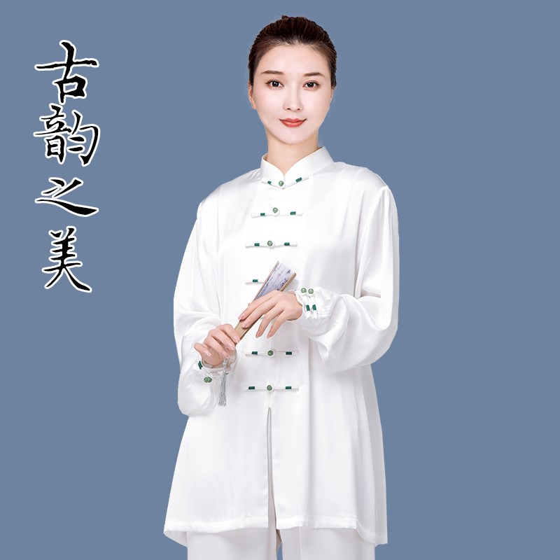 速发太极服款新款2024高端表演太极拳练功服春夏季醋酸缎八段锦服
