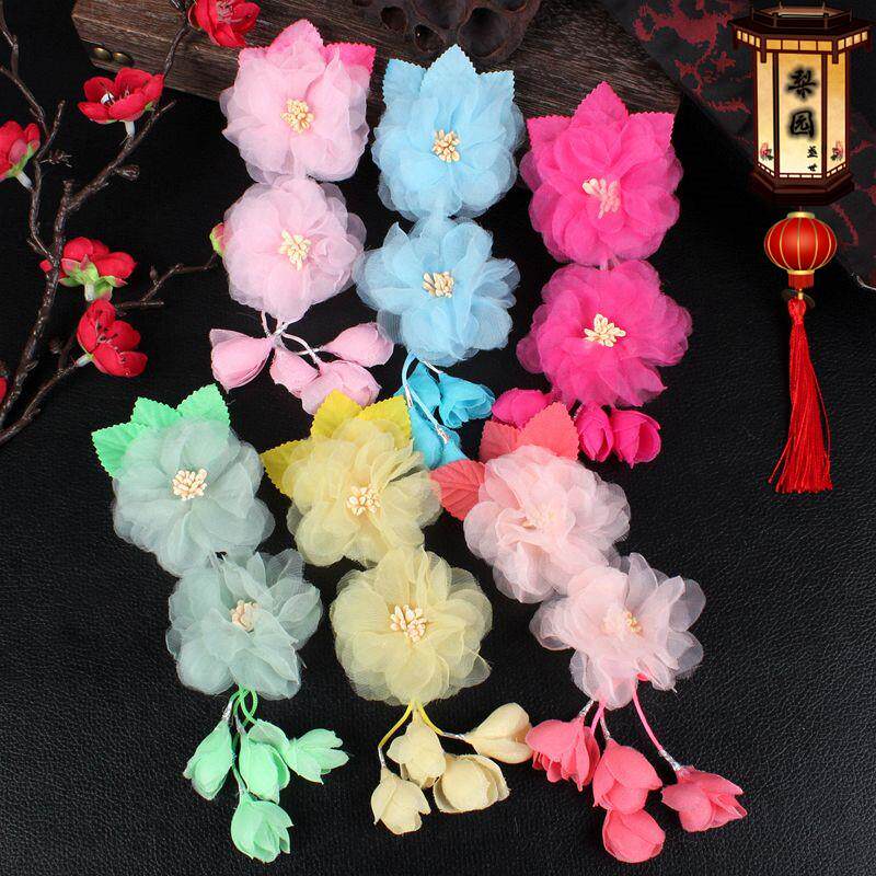 现货戏曲用品京越剧戏剧包头绢花青衣花I旦小姐头饰头花双朵耳边