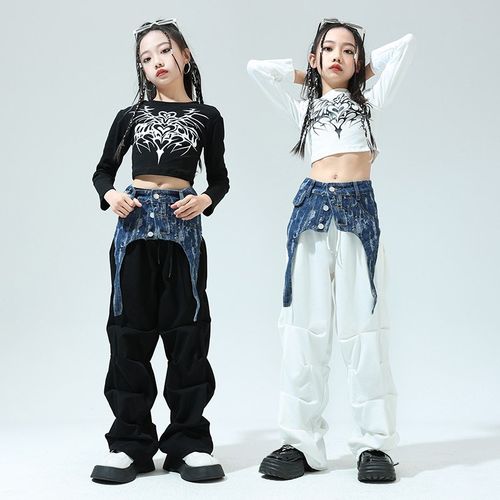 速发孩爵士舞仔a街z走秀表演服少儿牛j腰封z舞帅酷团街舞演出服装