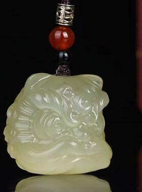速发闺A阿富汗玉手把狮醒件佘太翠青白玉手把件冰透把件送F蜜