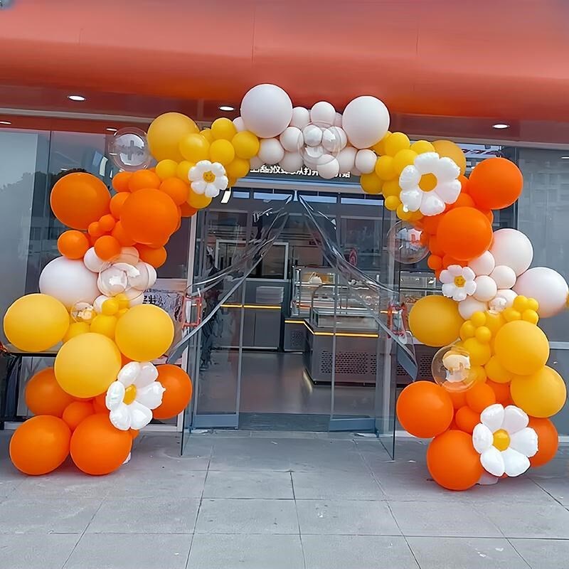 速发橙色橘色气球拱门装饰场景布置商场门店开业店铺活动庆典汽球