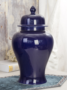 速发景德镇陶瓷青瓷将军罐大摆号中式客厅玄关家装摆设家居装饰品