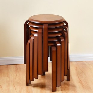 速发凳子家用实木矮凳客厅餐椅餐桌板可叠放备凳凳凳简约木用圆凳