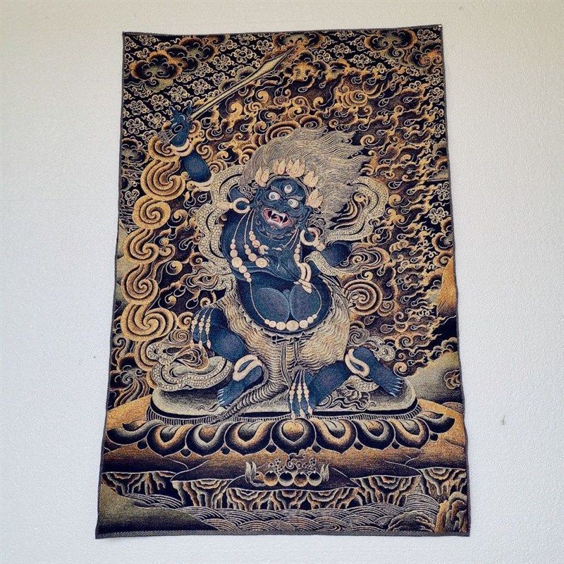 速发织唐画刺绣画锦卡挥金三眼剑刚图装饰画画芯0*6M