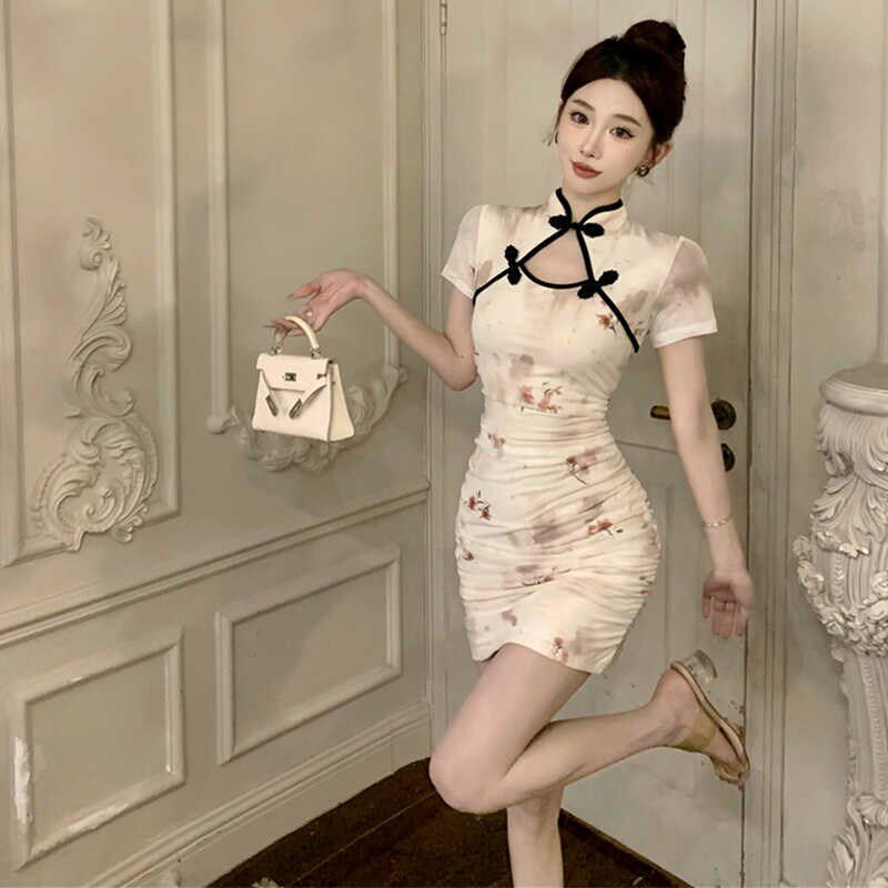 速发夏季新中式旗生汉服水疗连养裙按摩足浴店技师工作服衣袍馆