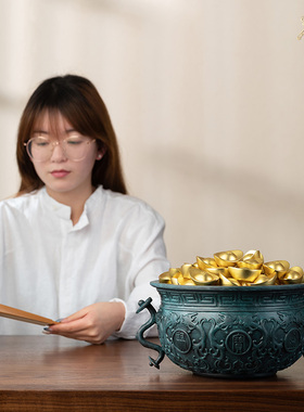 现货速发 铜摆件《聚宝盆(大号)》铜工艺品 家居饰品 礼品摆件
