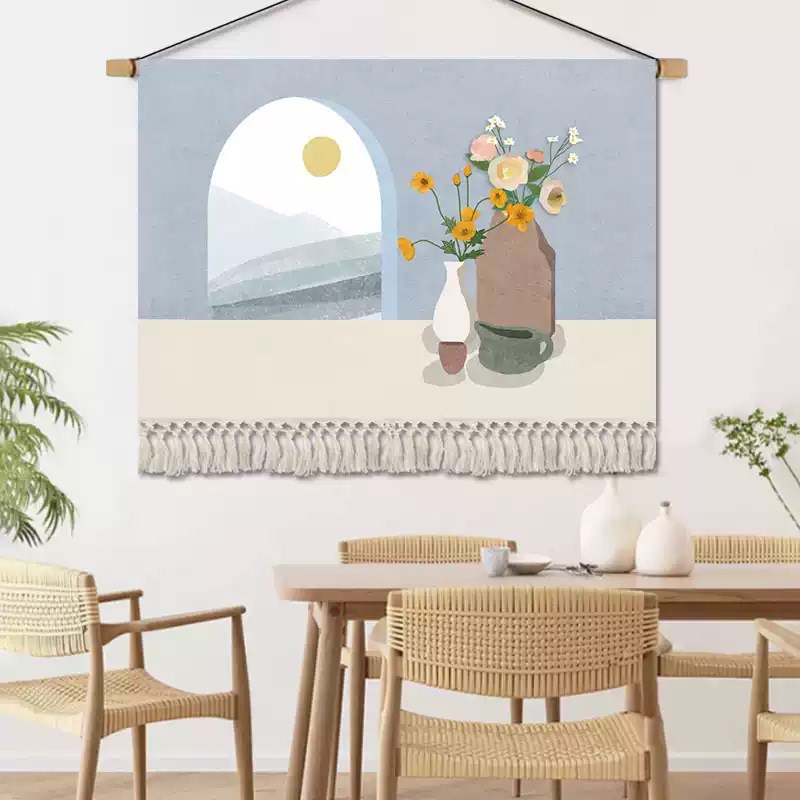 现货速发简约花卉挂毯布艺卧室餐厅装饰画挂画床头背景墙布画挂布图片
