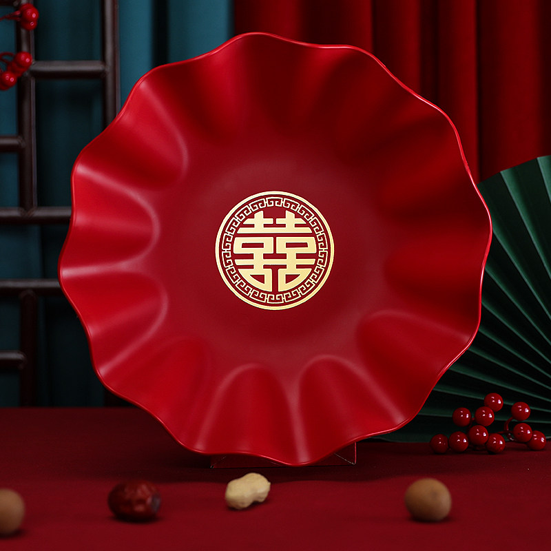 现货速发结婚果盘客厅红色用的喜盘子干果水果盘婚庆婚礼用品大全