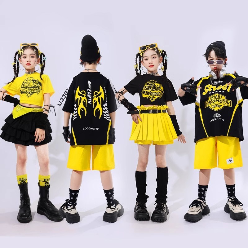 速发少儿街舞演潮哈男孩嘻服套装走秀出装炸街hiphop孩装爵士舞服
