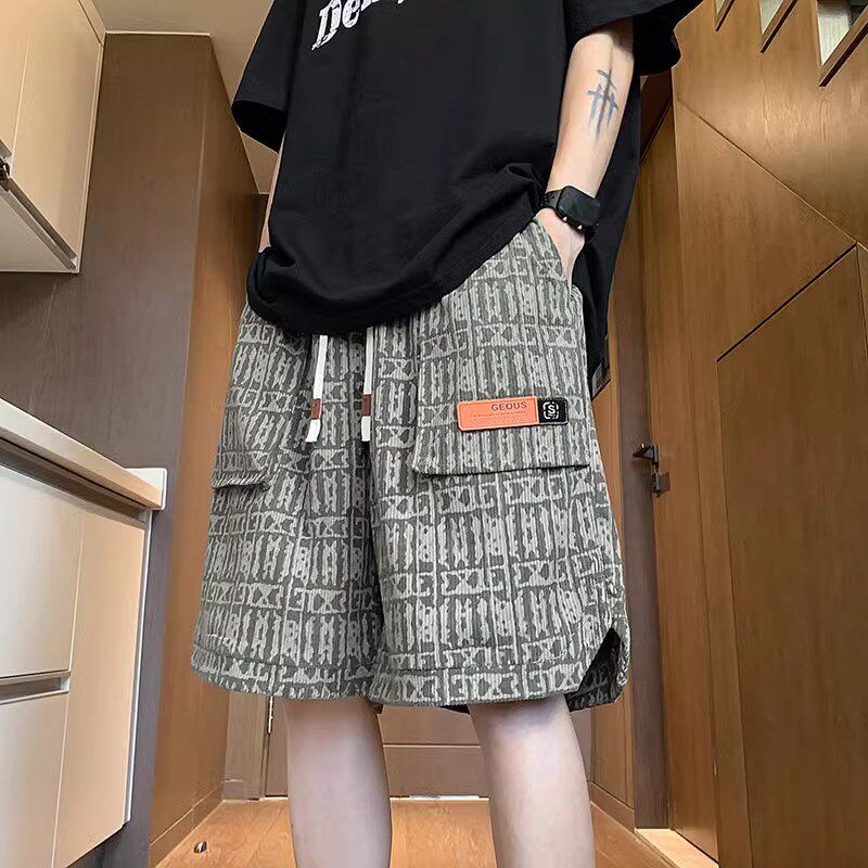 速发特大码00斤美式工装短裤男士夏季潮牌中裤子运动篮球宽松五分