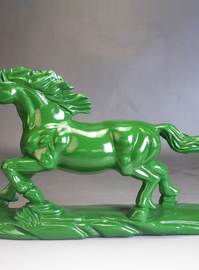 速发木雕工摆件实木面肖马到成功绿色家居书房办公桌生装饰木头马