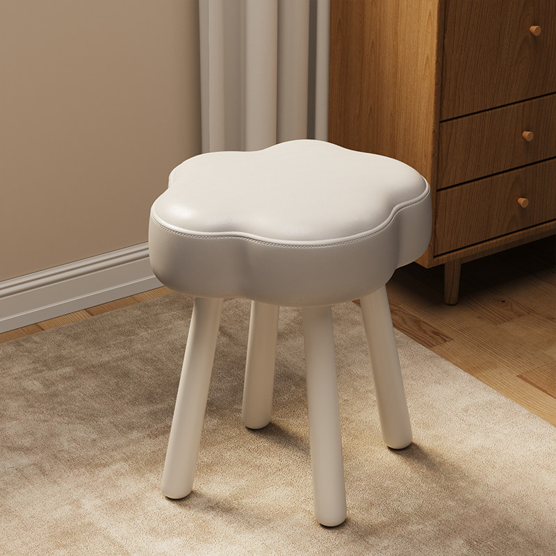 速发奶油羊凳子椅卧室化妆凳简约梳妆台椅子美甲生板凳风羔绒实木