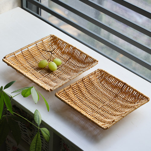 速发风家用果盘油炸小吃料创心零食点意盘塑篮藤编水果篮