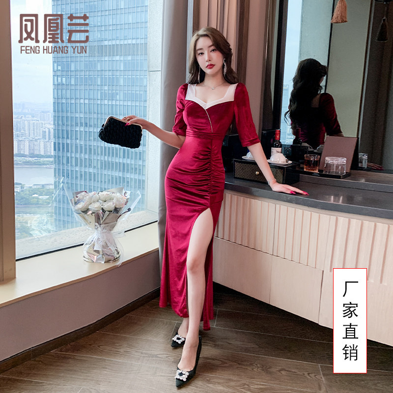 速发夜场性感连衣裙按款晚礼服足浴足店长摩技师服沐足疗工衣