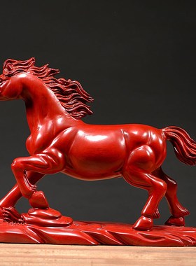 速发红木雕刻马摆件公到成实功木质马生肖家居办马桌面仿古装饰工