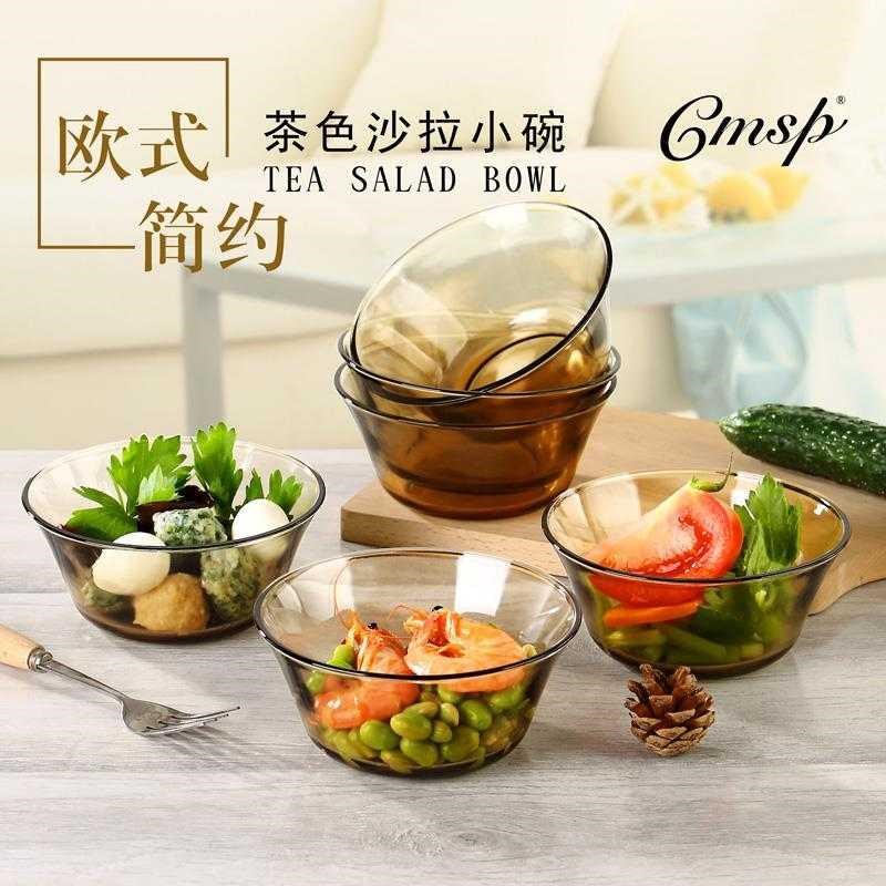 速发法式家用6只装耐热玻璃碗吃米饭碗汤碗沙果碗水拉碗泡碗面燕