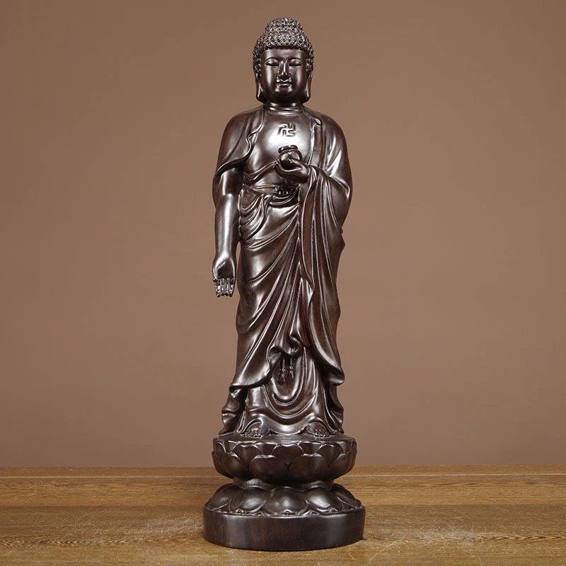 速发木尼摆件释迦牟雕实木质雕刻佛祖如来佛像阿弥佛陀花梨木工艺