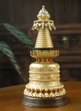 速发具新品噶当塔B款嘎黄铜纯当室利塔家居摆件藏传密供宗器