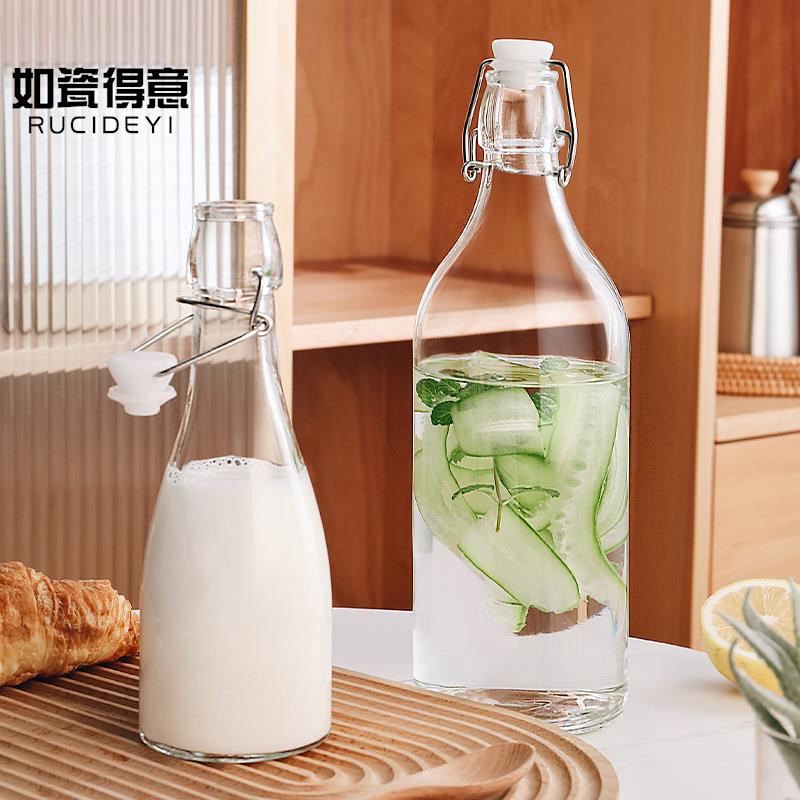 速发密封无铅玻璃冷水水家料凉瓶壶豆浆牛奶饮用冷水杯装水容器果