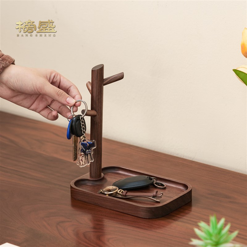 速发胡桃木收纳架玄关摆件首饰手串文玩实木展示架摆放架