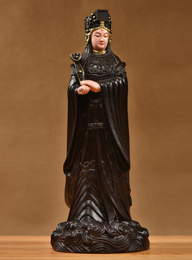 速发实木雕艺海神妈祖神像摆件玄中式天上圣母家居客厅新关装饰工