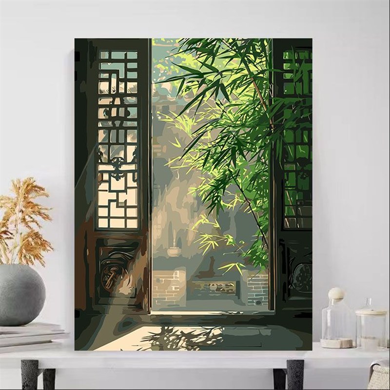 速发系闷影礼字油画填涂色手绘丙烯画减压解竹送闺蜜生日数物
