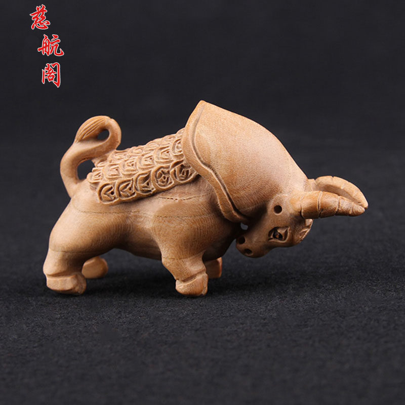 速发件木牛摆桃木雕牛华尔街牛摆装金钱造型家居件饰摆件