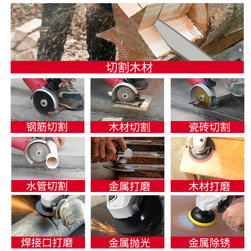速发角磨机改装电链锯家用小型手持电动伐木锯多功能电砍树神器