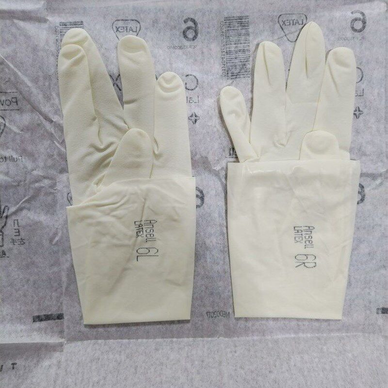 速发安思尔GX Latex Texd白色无卷边麻面无粉橡胶乳胶手套