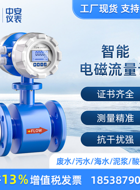 电磁流量计一体式污水酸碱液体防腐管道高精度DNR50智能数显传感