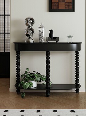 新中式玄关桌靠墙超窄置物架入户门玄关摆件轻奢极简实木腿收纳