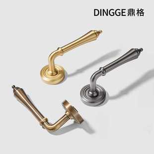 古铜磁吸静音卧室分体锁通用家用美式 复古黄铜法式 门把手门锁批发