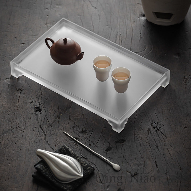 亚克力托盘置物架茶杯架茶壶放置收纳架家用轻奢磨砂茶盘茶具配件