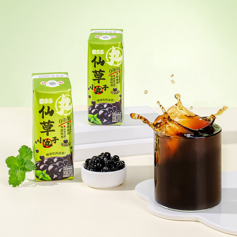喜多多仙草小丸子6罐凉茶植物饮料嚼着喝的凉茶便携康美包整箱图片