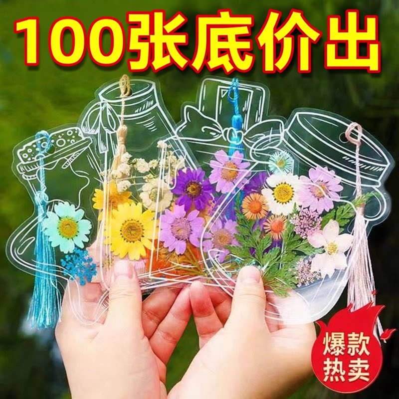 干花书签手工diy材料透明标本瓶子里的春天自制压花植物花小学生
