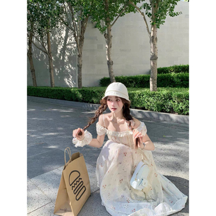 Q女家花开半夏/法式一字肩碎花绝美小上衣长裙女漂亮套装2026新款