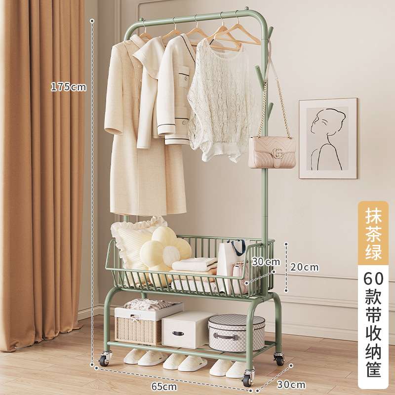 晾衣架挂衣架杆落地式卧室内家用衣帽架移动房间衣服收纳置物架子