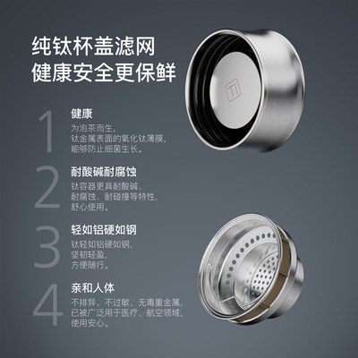 纯钛双层玻璃杯男士高q档抗菌车载水杯隔热家用礼盒女茶杯透明杯