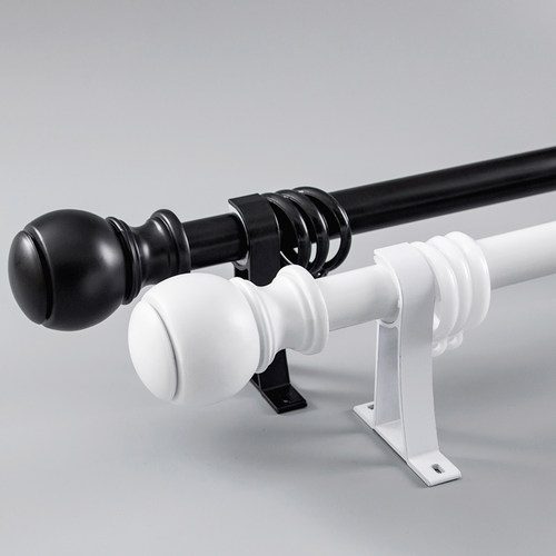 加厚铝合金罗马杆静音窗帘杆单杆双F杆窗帘轨道杆子支架配件黑白