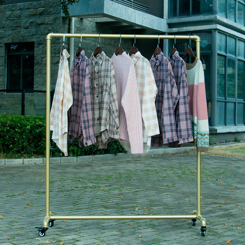 衣架家用挂衣落地l卧室水管移动滑轮单杆室内户外阳台晾衣架晒被