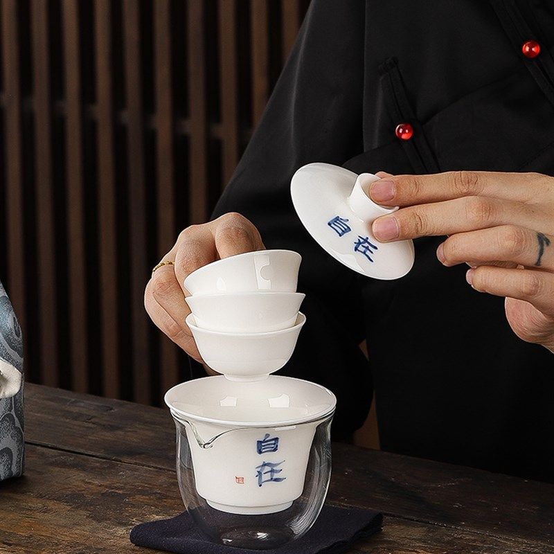 羊脂玉旅行茶具一壶o三杯陶瓷快客杯便携户外露营泡茶盖碗小套组,餐饮具,旅行茶具,淘宝优惠券,粉丝福利购,淘宝优惠卷